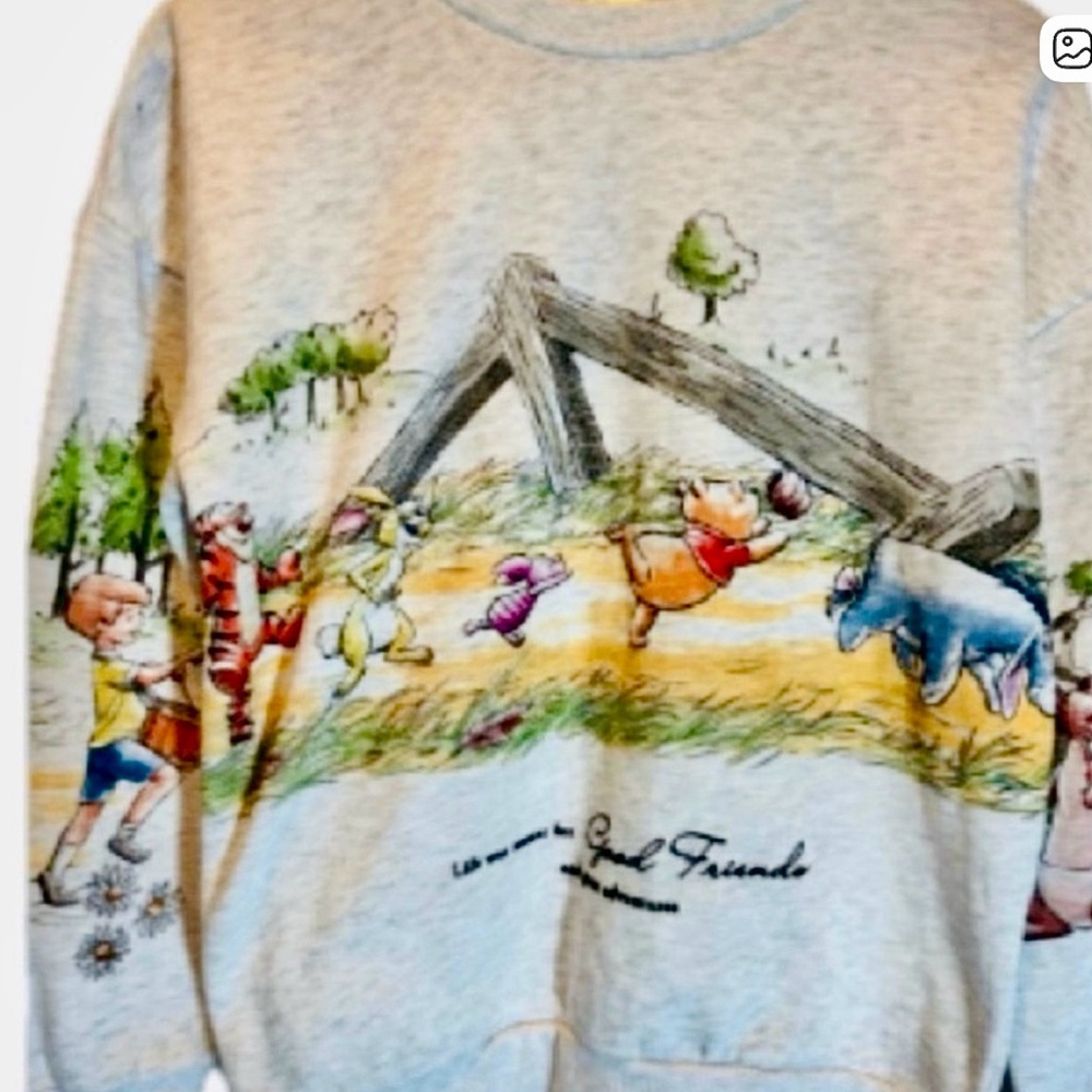 Disney Winnie the Pooh Sweatshirt Graphic Friends Quote XS NWT